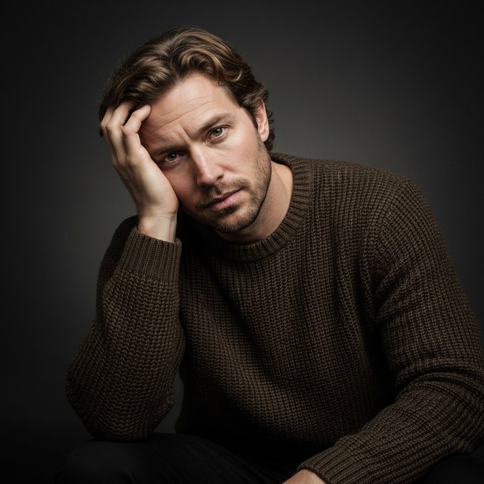 В вязаном свитере